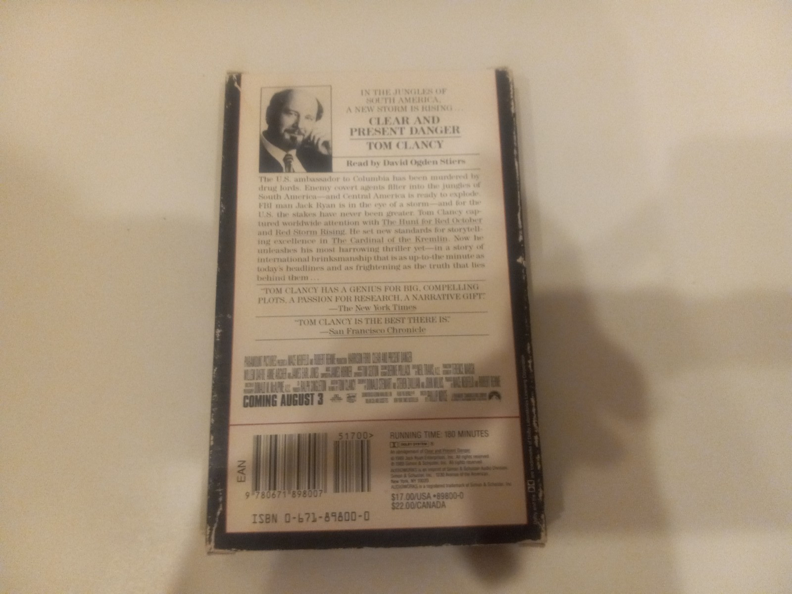 Tom Clancy Clear And Present Danger Audio Book Cassette Tapes