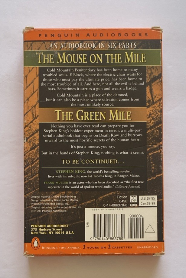 The Green Mile Part 2 The Mouse on the Mile by Stephen King (1996, Cassette)