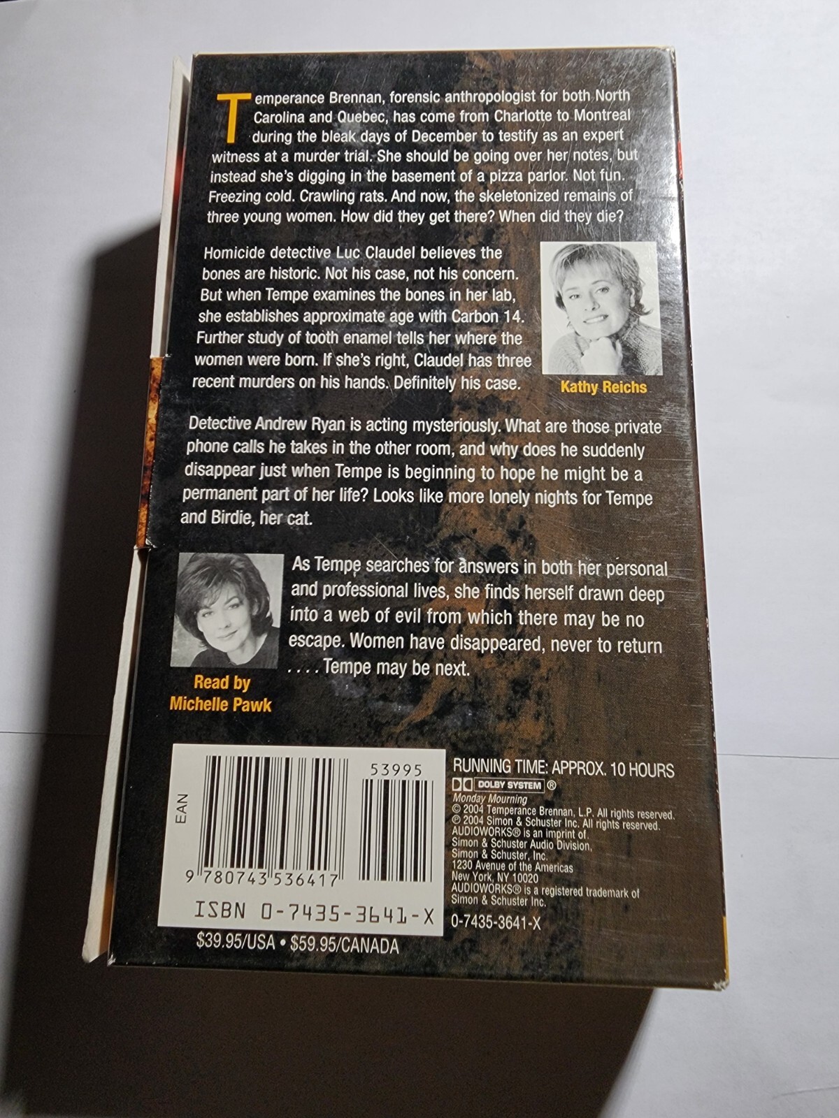 «MONDAY MOURNING» Unabridged (6 Cassettes / 10 Hours) by Kathy Reichs VG+ B3