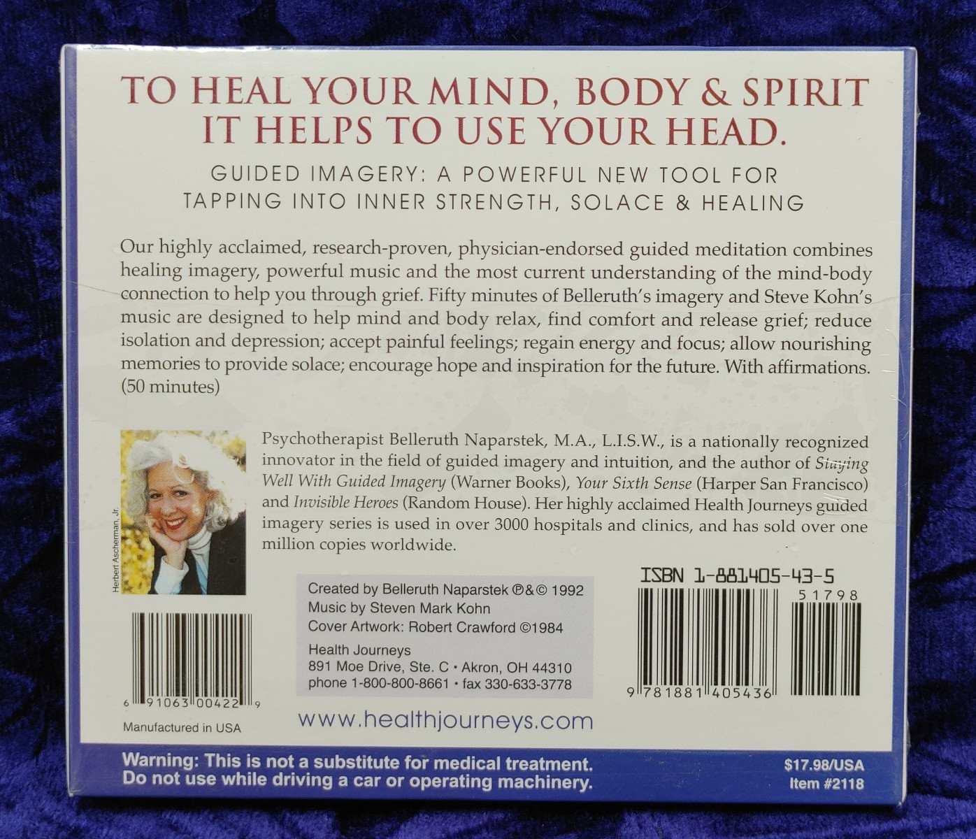 Meditation To EASE GRIEF Guided Imagery CD Healthy Journeys Belleruth Naparstek