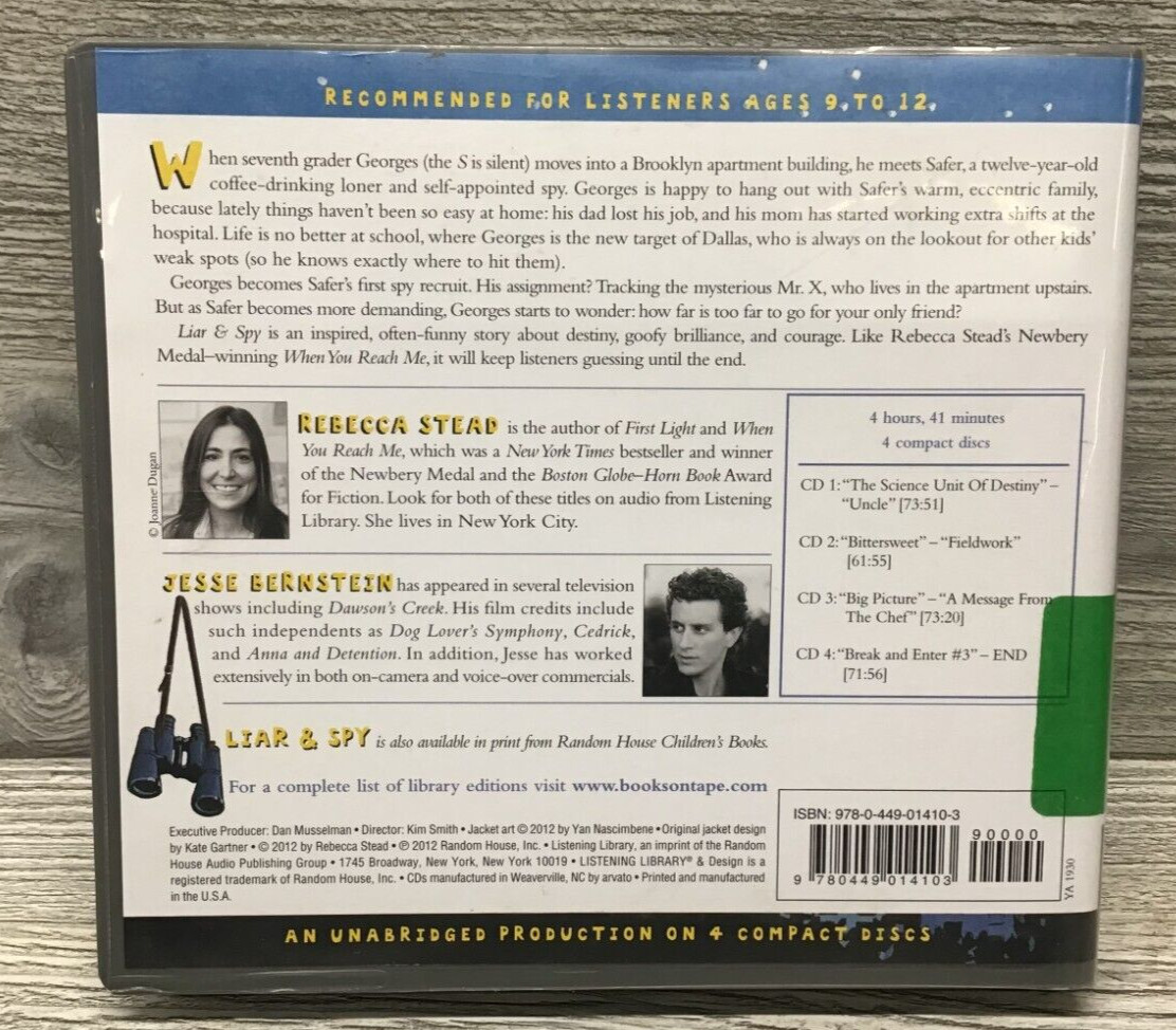Liar & Spy by Rebecca Stead Unabridged Audio CD Book Audiobook