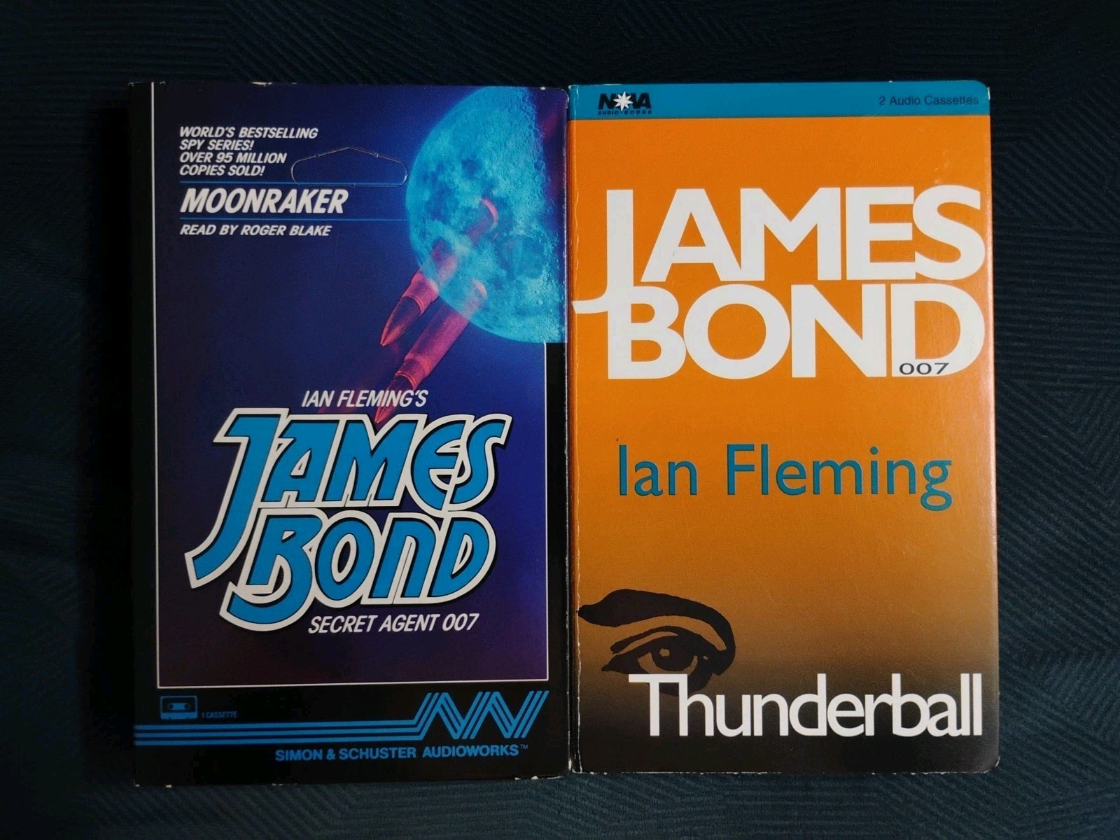 JAMES BOND: MOONRAKER (1987) + THUNDERBALL (1997 HTF!) Cassette Audiobooks