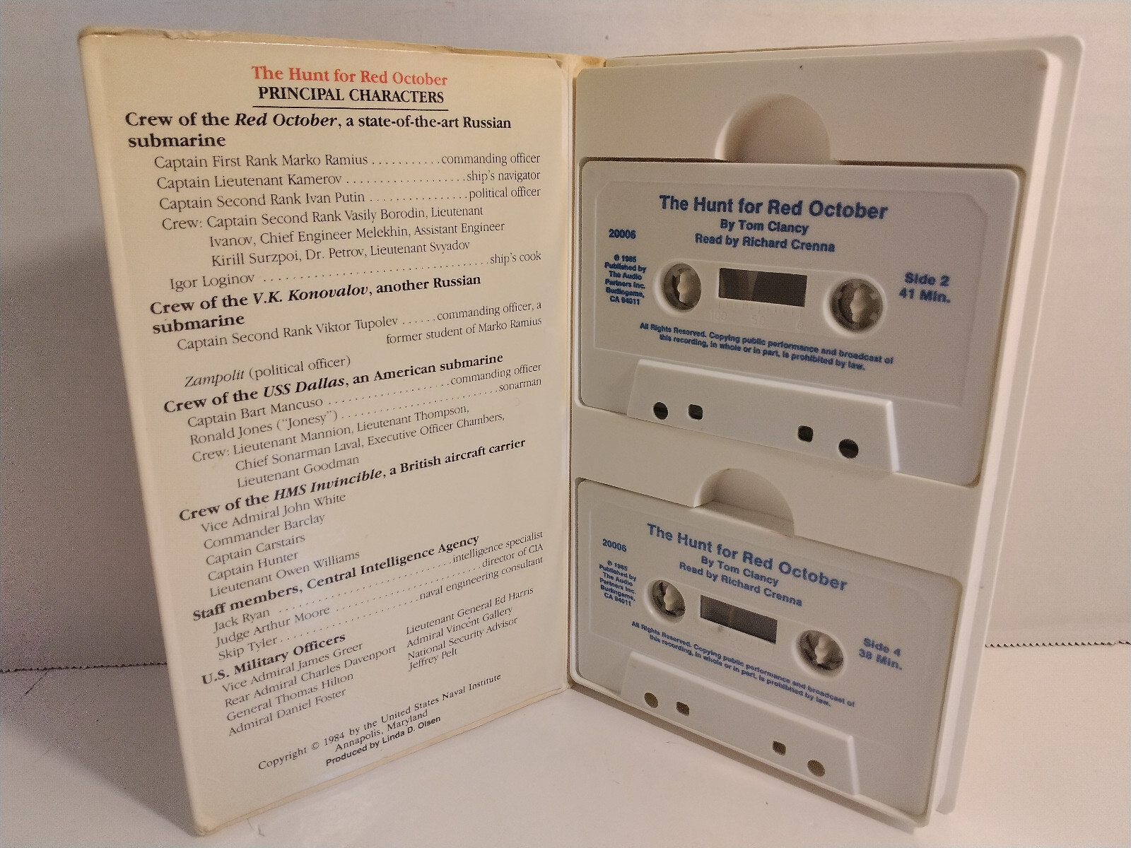 Audio Cassette The Hunt for Red October Tom Clancy Richard Crenna 1985 Untested