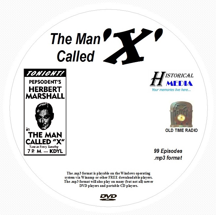 THE MAN CALLED X — 99 Shows — Old Time Radio In MP3 Format OTR On 1 DVD
