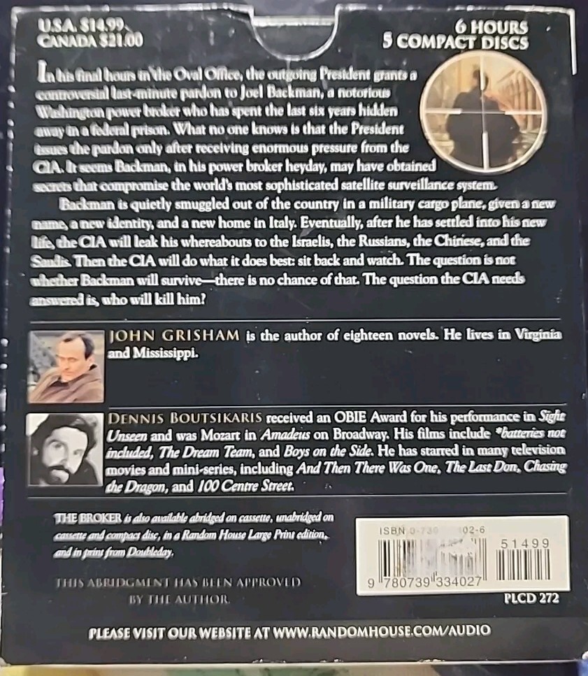 The Broker : A Novel by John Grisham (2006, Compact Disc, Abridged edition)