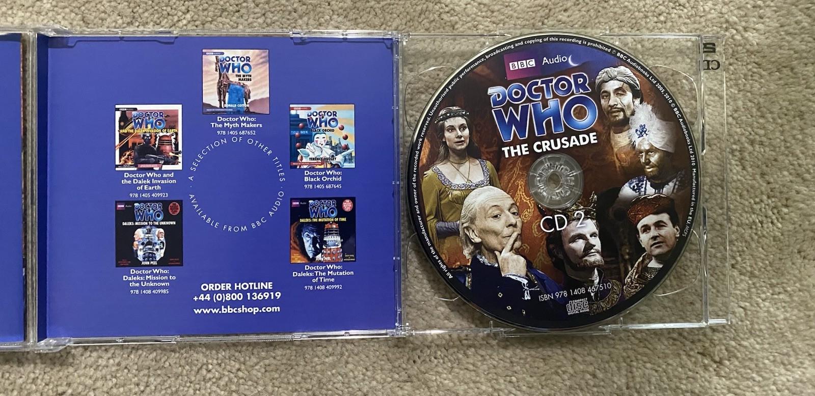 RARE! BBC Audio DOCTOR WHO 1st Doctor THE CRUSADE / 2 CD Set 2 hrs
