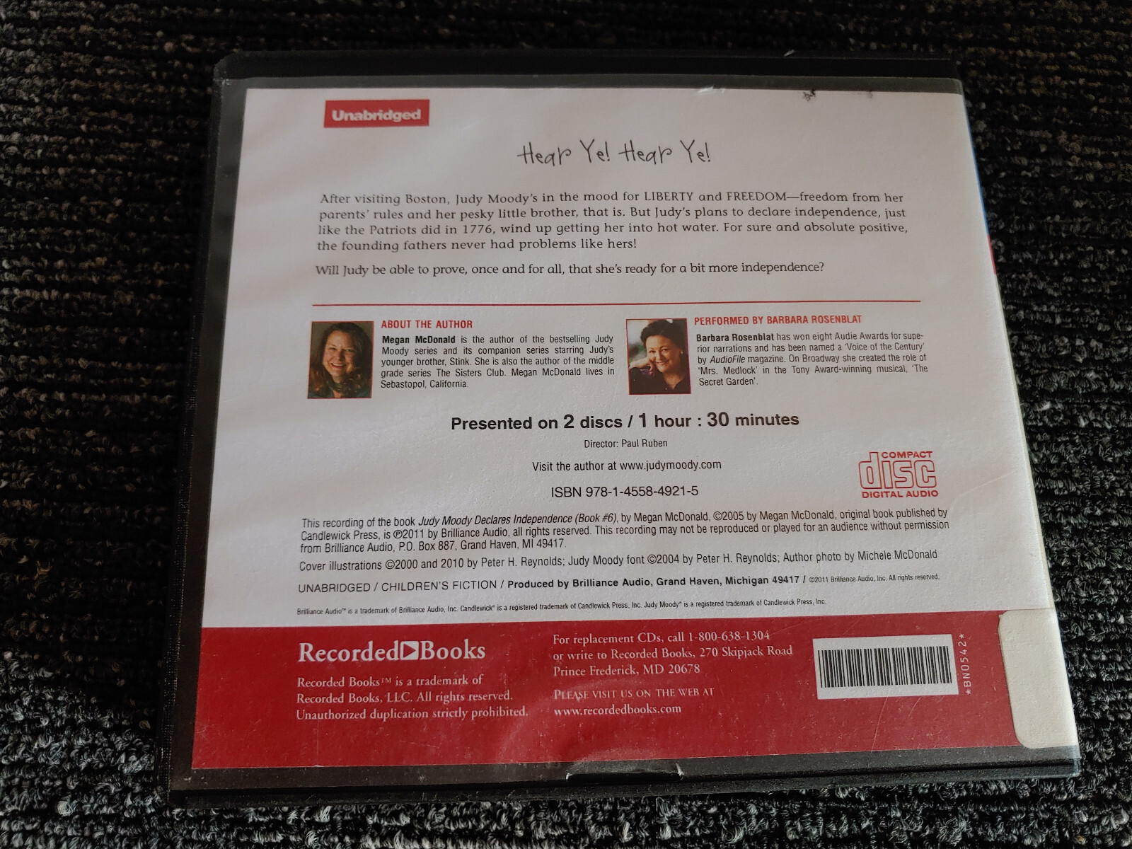 Judy Moody Declares Independence by Megan McDonald 2 CDs audio Barbara Rosenblat