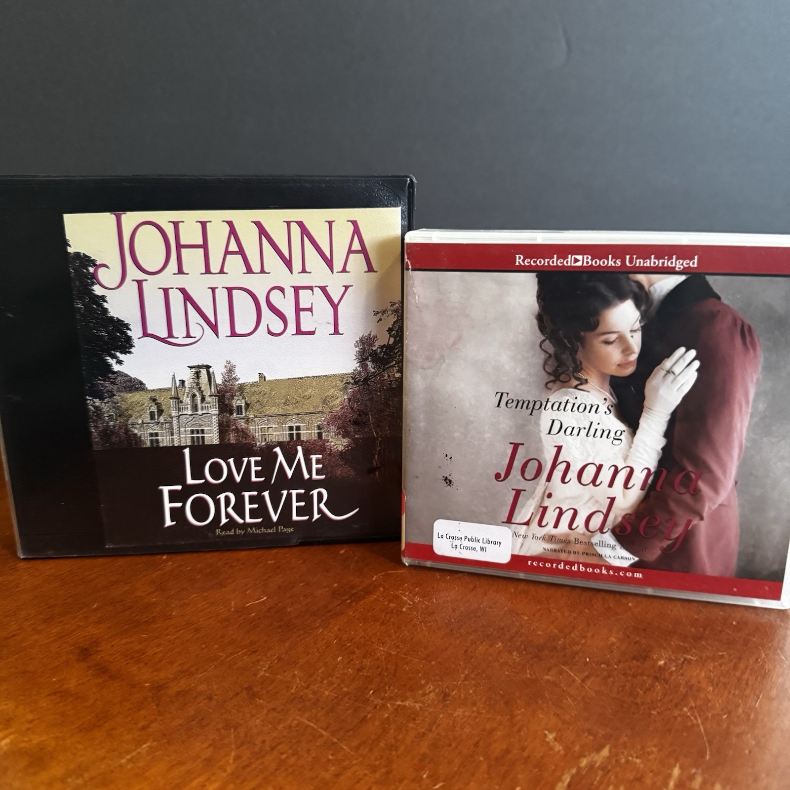 Lot: 2 Johanna Lindsey Audio Book CD Love Me Forever Temptation’s Darling ￼