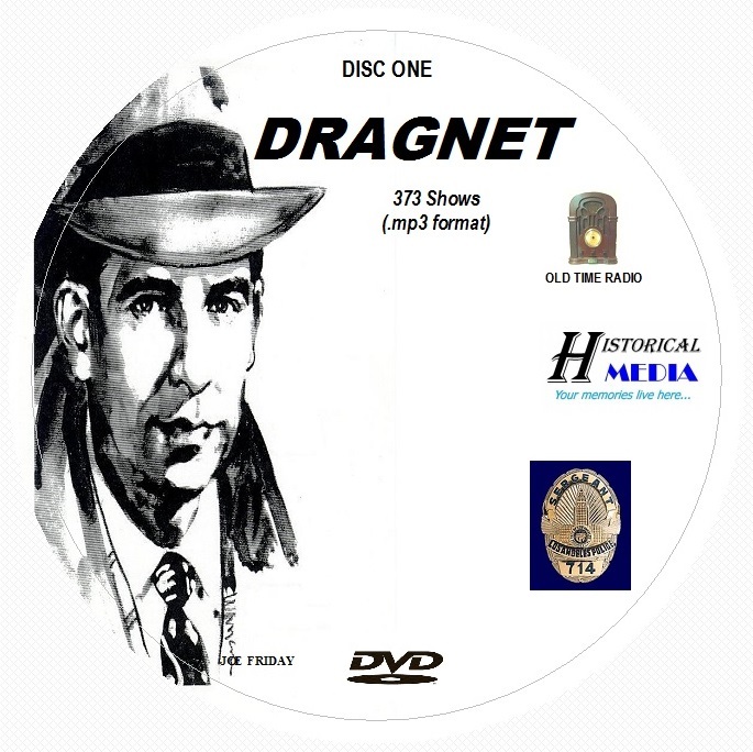 DRAGNET — 373 Shows Old Time Radio In MP3 Format OTR 2 DVDs — Starring Jack Webb
