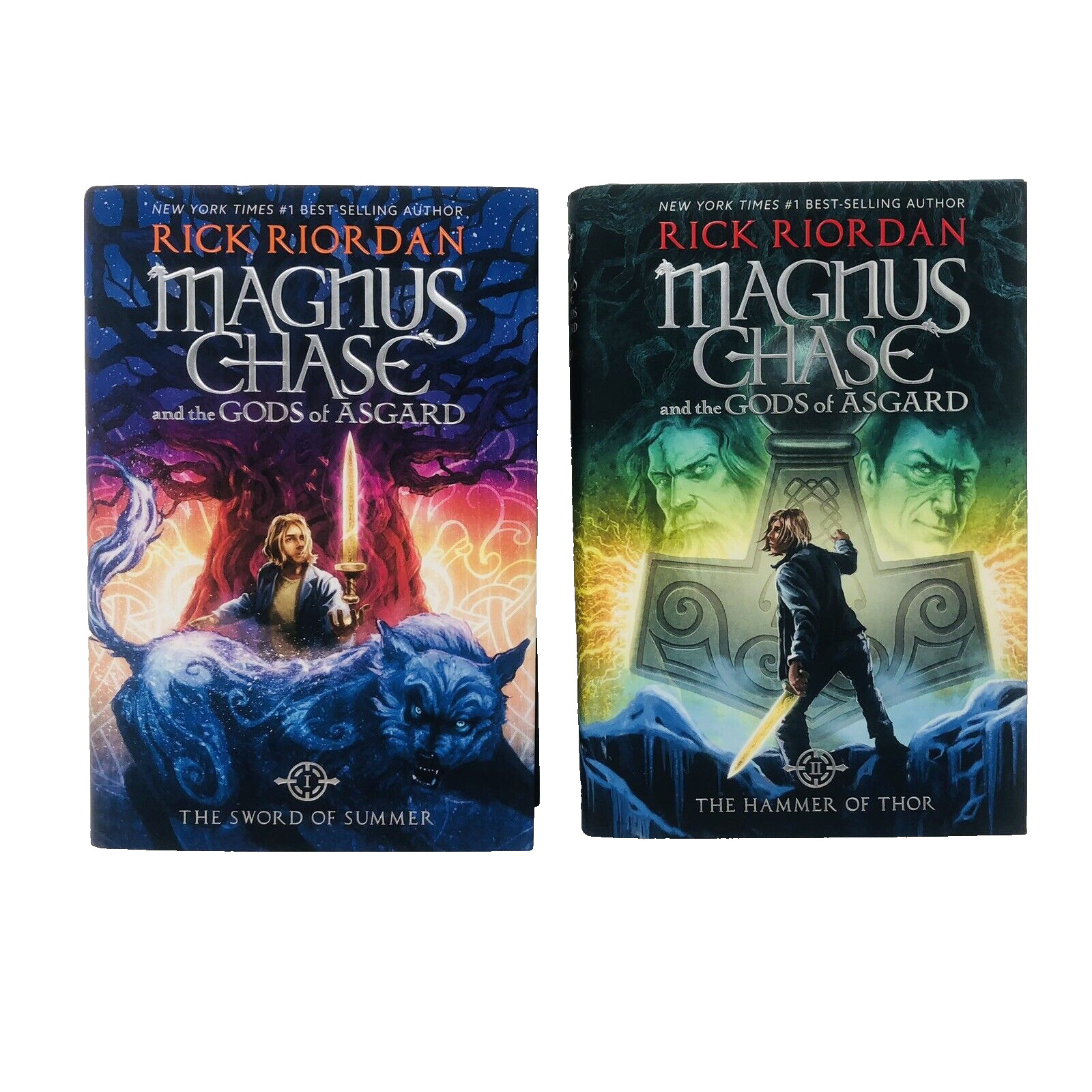 Magnus Chase NOVELS Bk 1 & 2 HC w/ DJ Rick Riordan Sword Summer / Hammer Thor
