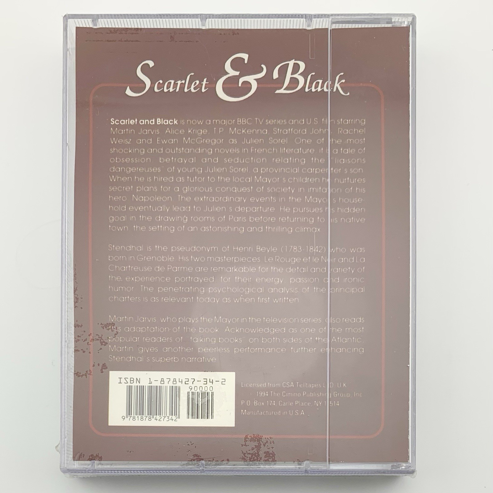 Stendhal Scarlet and Black Audiobook Cassette 2 Tapes Martin Jarvis vintage