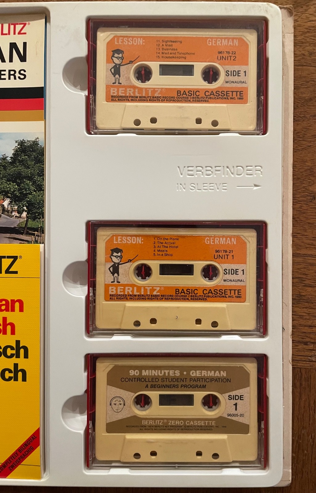 Berlitz Basic German cassette course — booklets. tapes. verb finder wheel