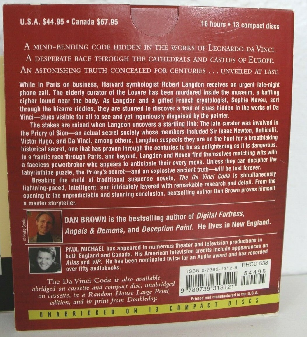 Lot of 4 Audio Books — Black Box The DaVinci Code Last Known Victim Shutter Isl.