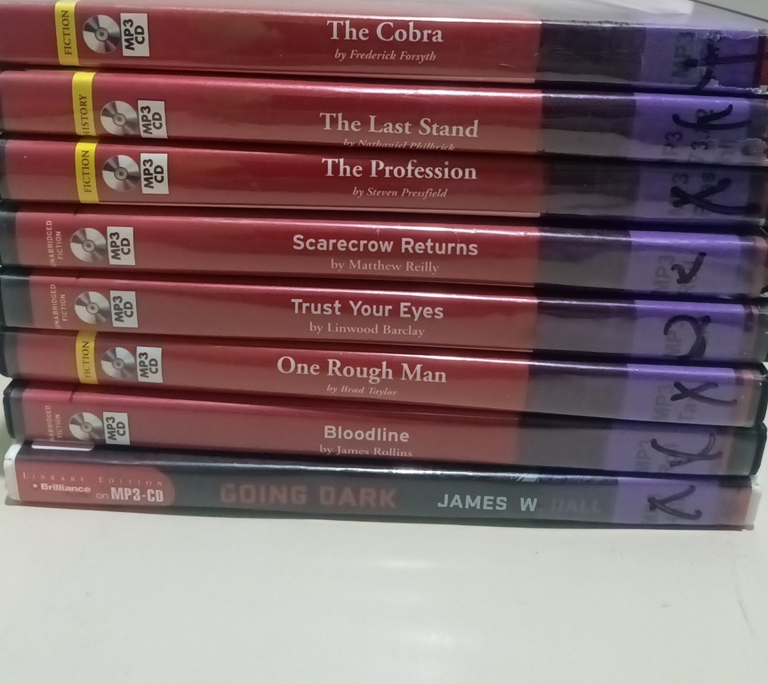 MP3 CD Audio Book Lot Of 8 Mixed Genres Authors Unabridged Ex Library