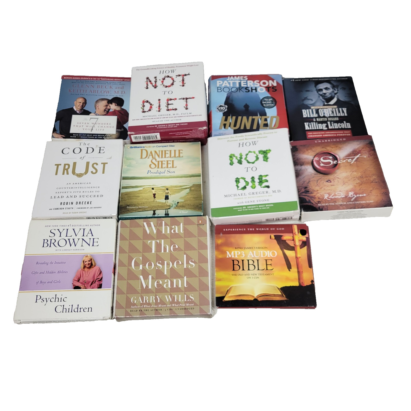 Audio Books Lot CD CDs How Not To Diet Sylvia Brown Bible Bill O Reilly History