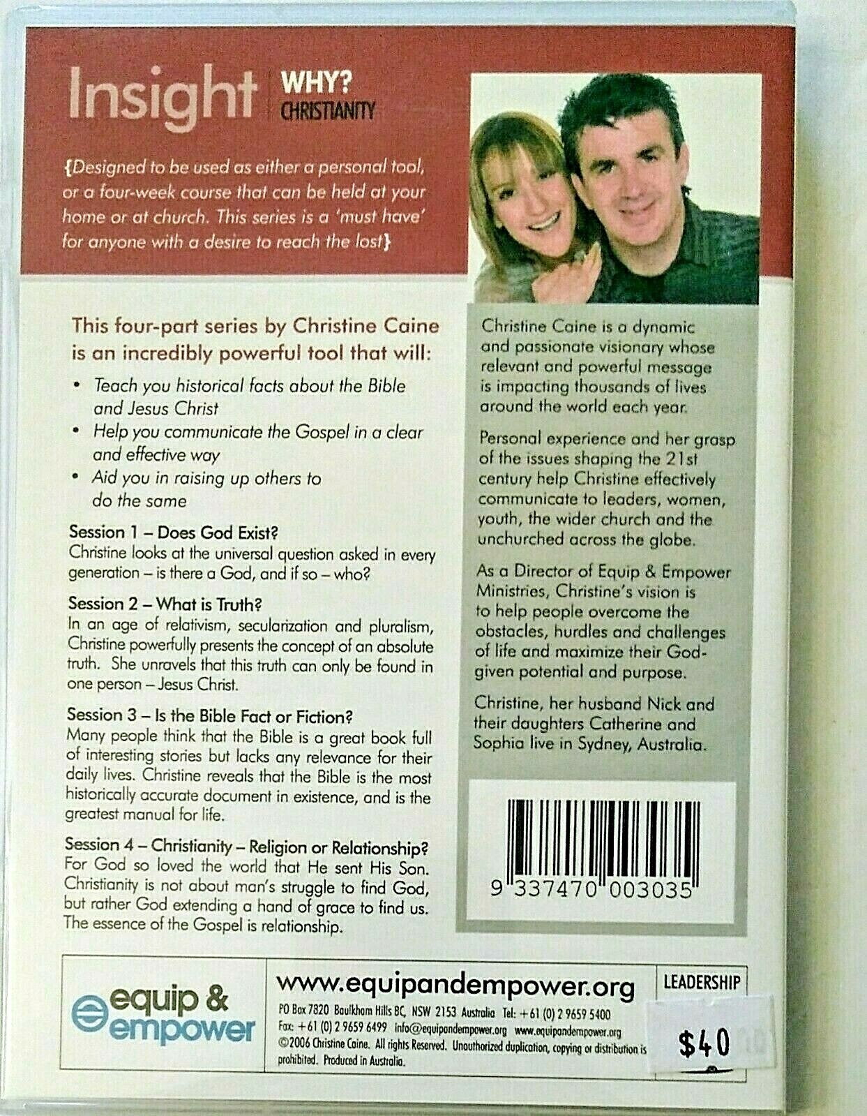 Christine Caine. Insight: Why Christianity. 4 Part Teaching Series. 3 CD’s.
