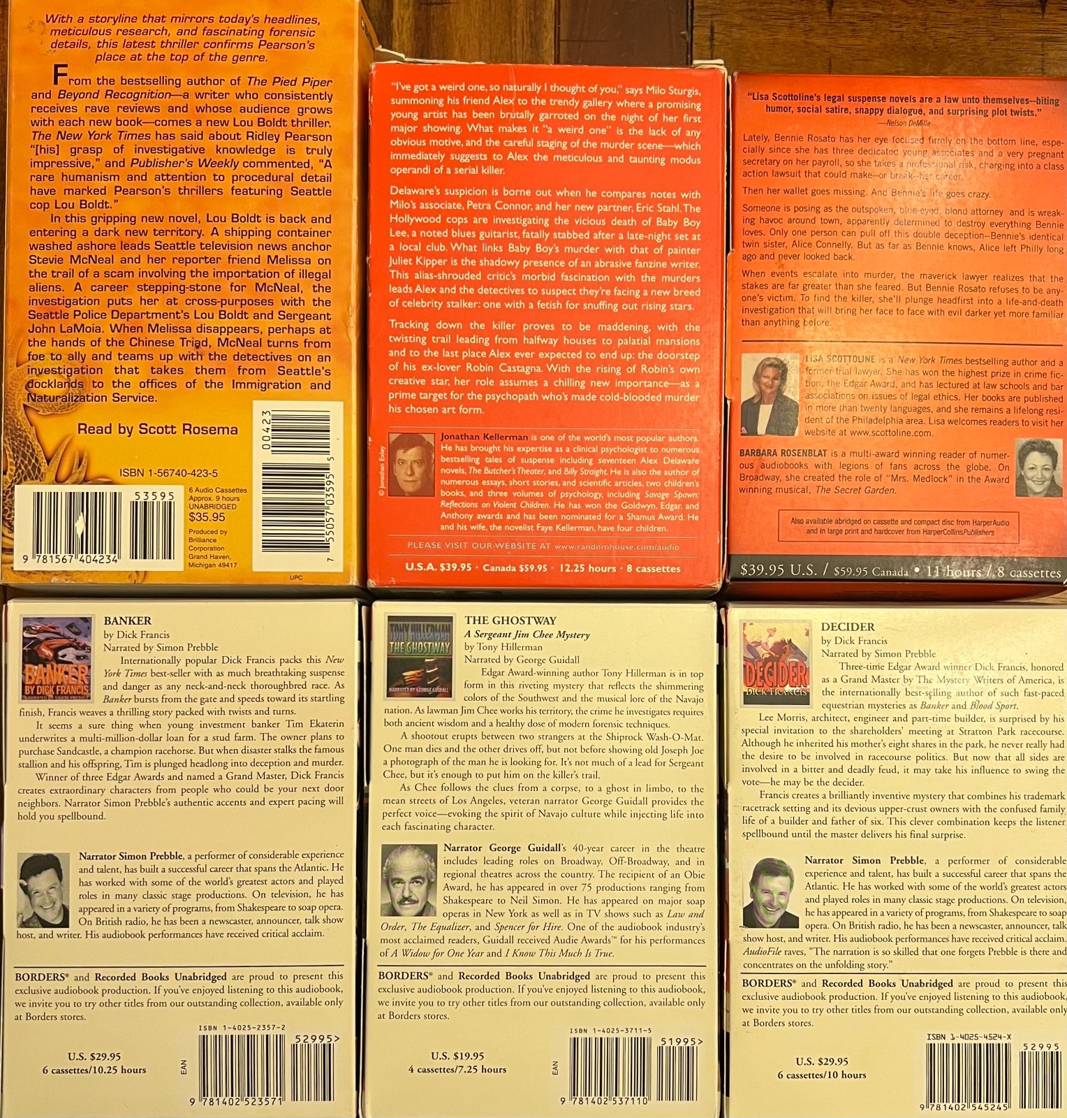 Lot 6 Vintage Audiobook Dick Francis Hillerman Scottoline Kellerman Pearson