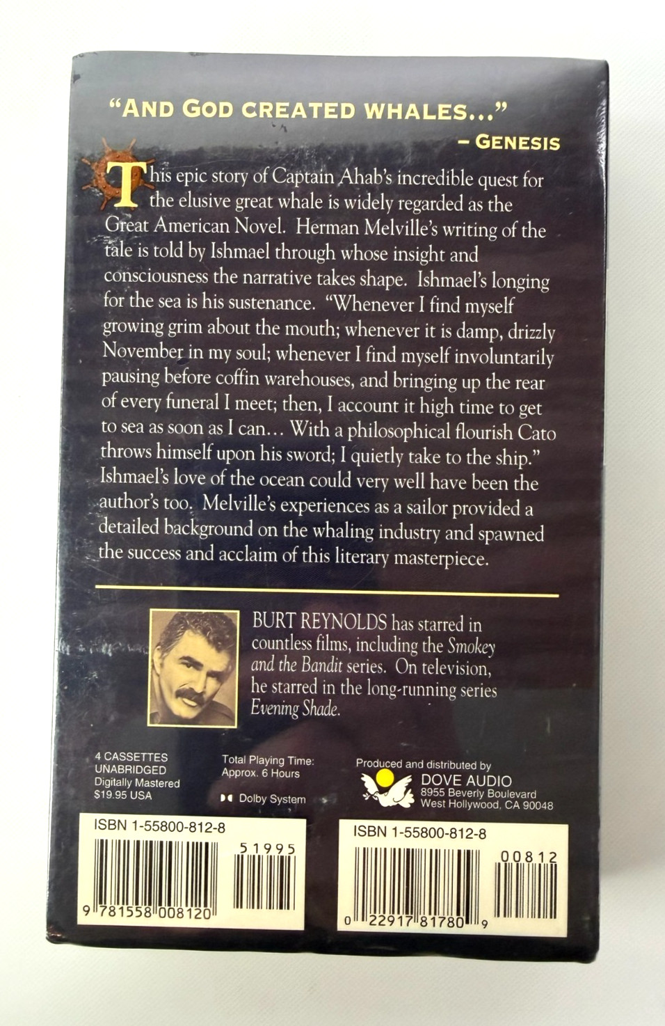 RARE NEW Sealed Burt Reynolds Performs Moby-Dick Herman Melville Audio Cassette
