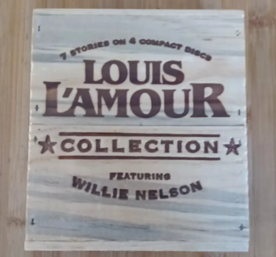 Louis L’Amour 7 Stories 4 Compact Discs Collection Willie Nelson Wood Box