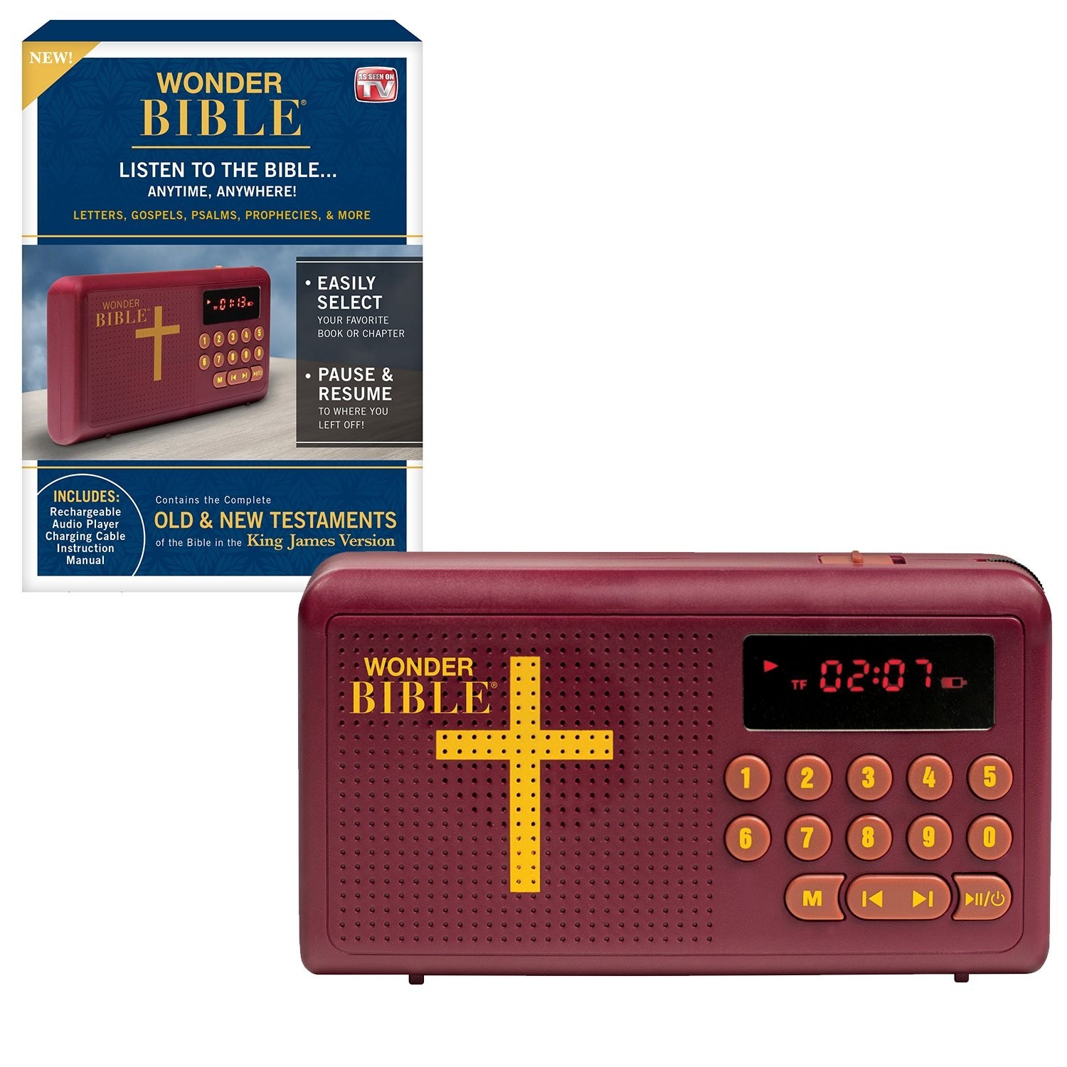 Audio Bible Player — KJV King James Version, New & Old Testament, As Seen on TV