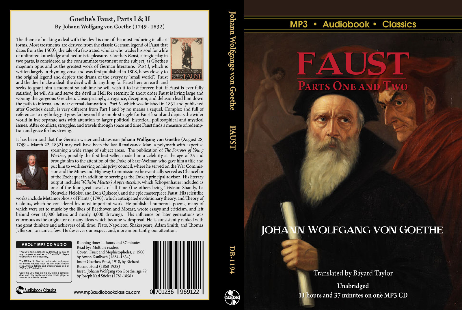 Goethe’s Faust, Parts I & II — Unabridged MP3 CD Audiobook in DVD case
