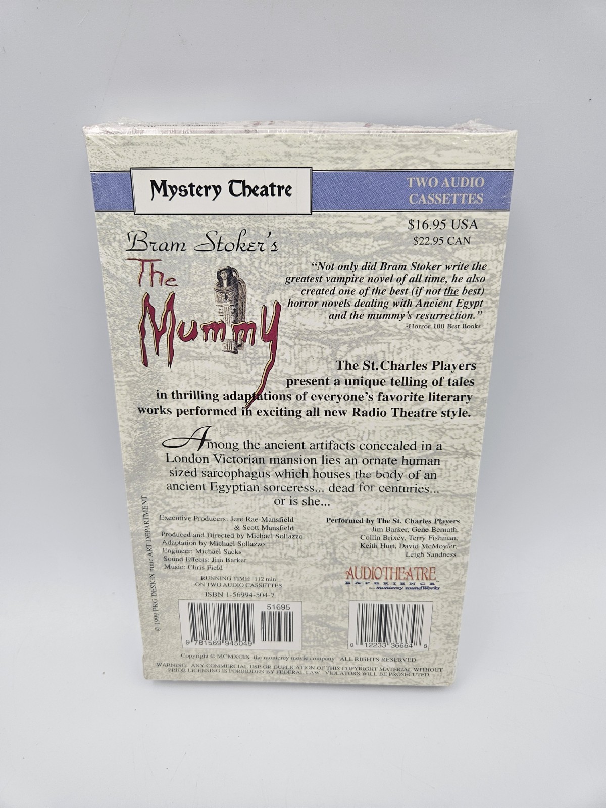 Bram Stoker’s The Mummy (Two Audio Cassette Tape Set, 1999) Audio Theatre NEW