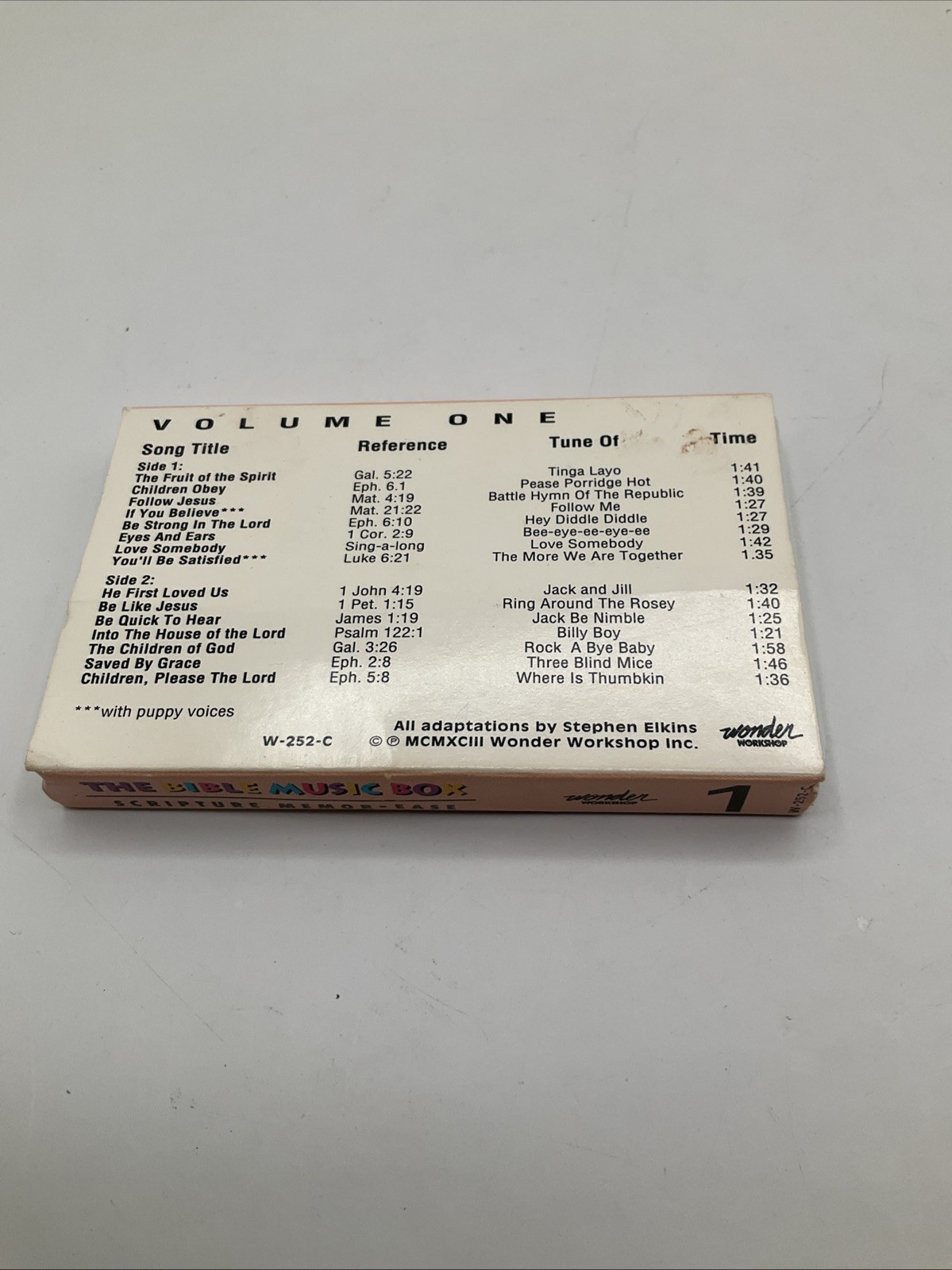 Bible Music Box for Pre Schoolers Volume 1-4 Cassettes Wonder Workshop 1993