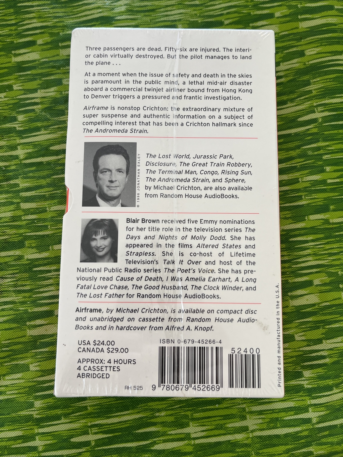 Airframe by Michael Crichton (1996, Audio Cassette, Abridged edition) Sealed