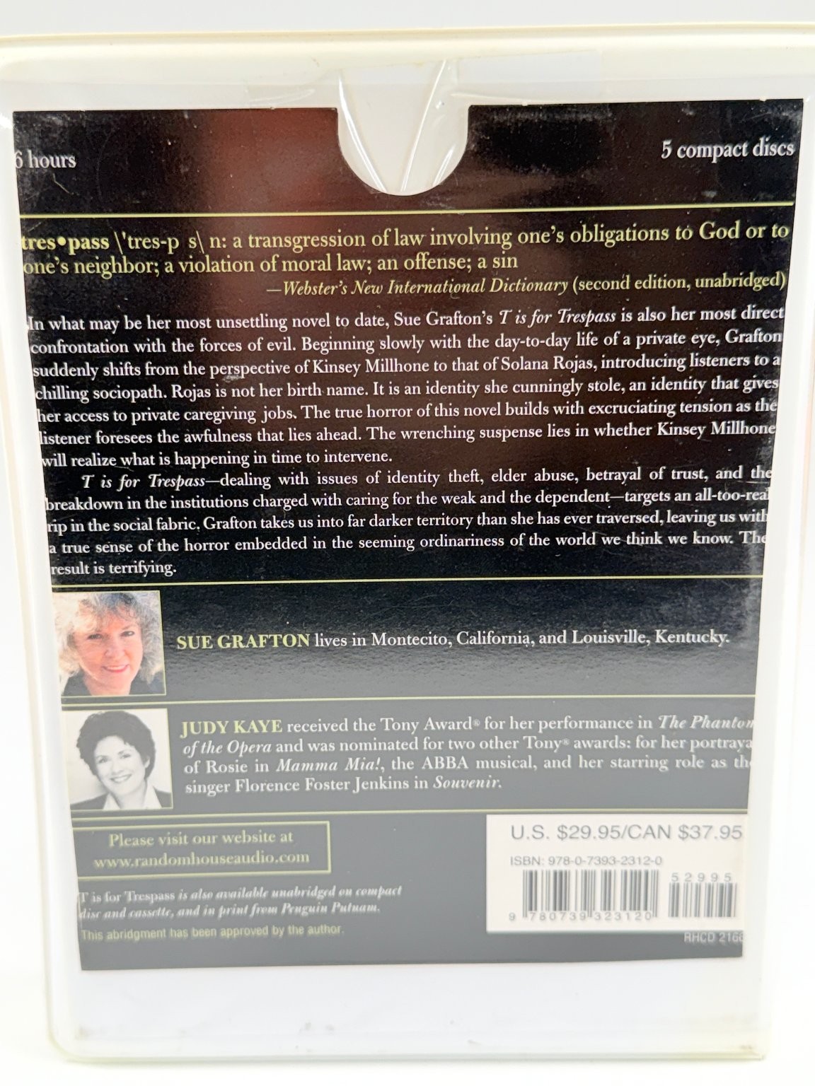 T is for Trespass by Sue Grafton Audiobook CDs Abridged 5 Discs