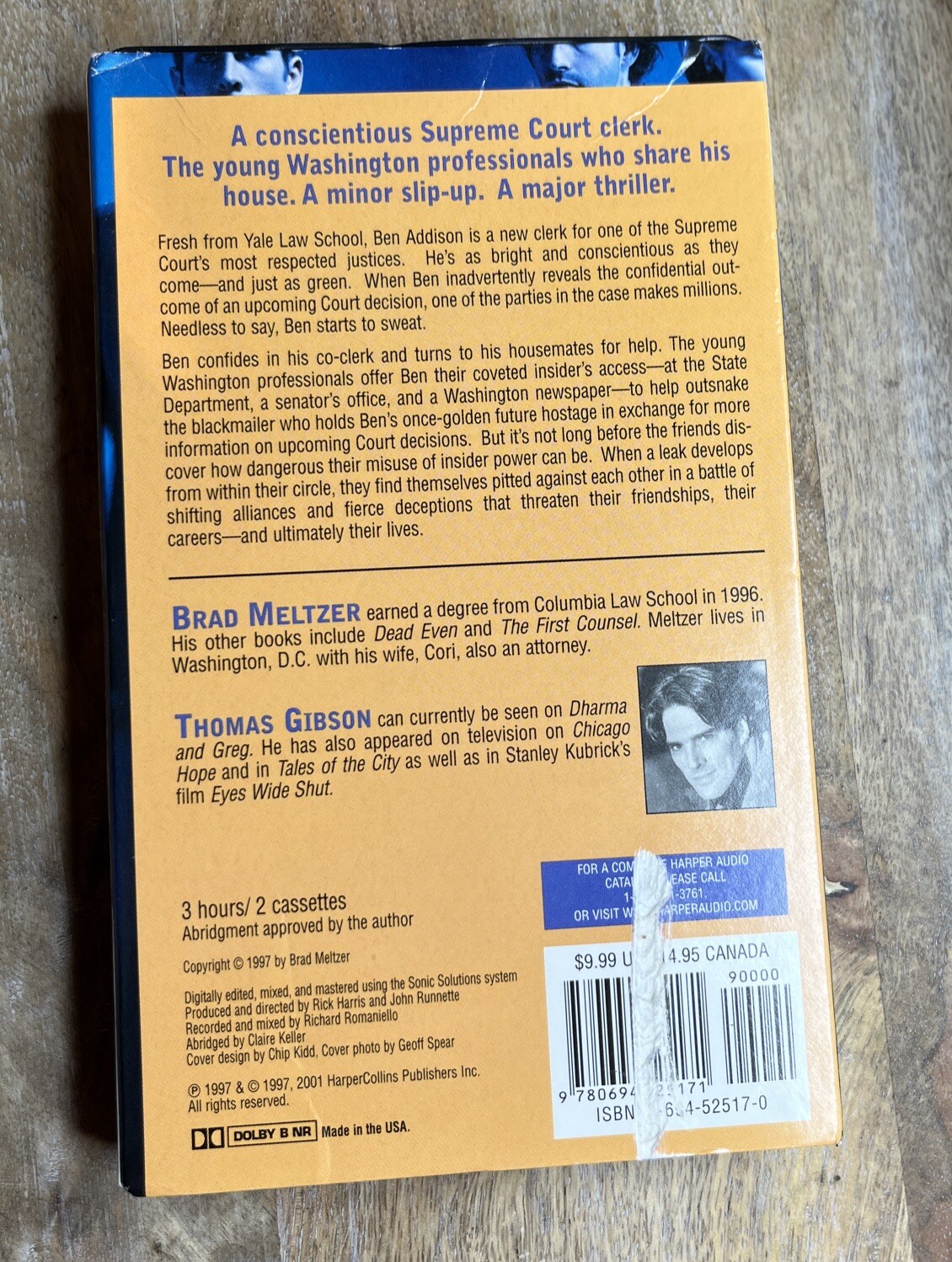 THE TENTH JUSTICE BRAD MELTZER TWO CASSETTES AUDIO BOOK • Very Good Condition
