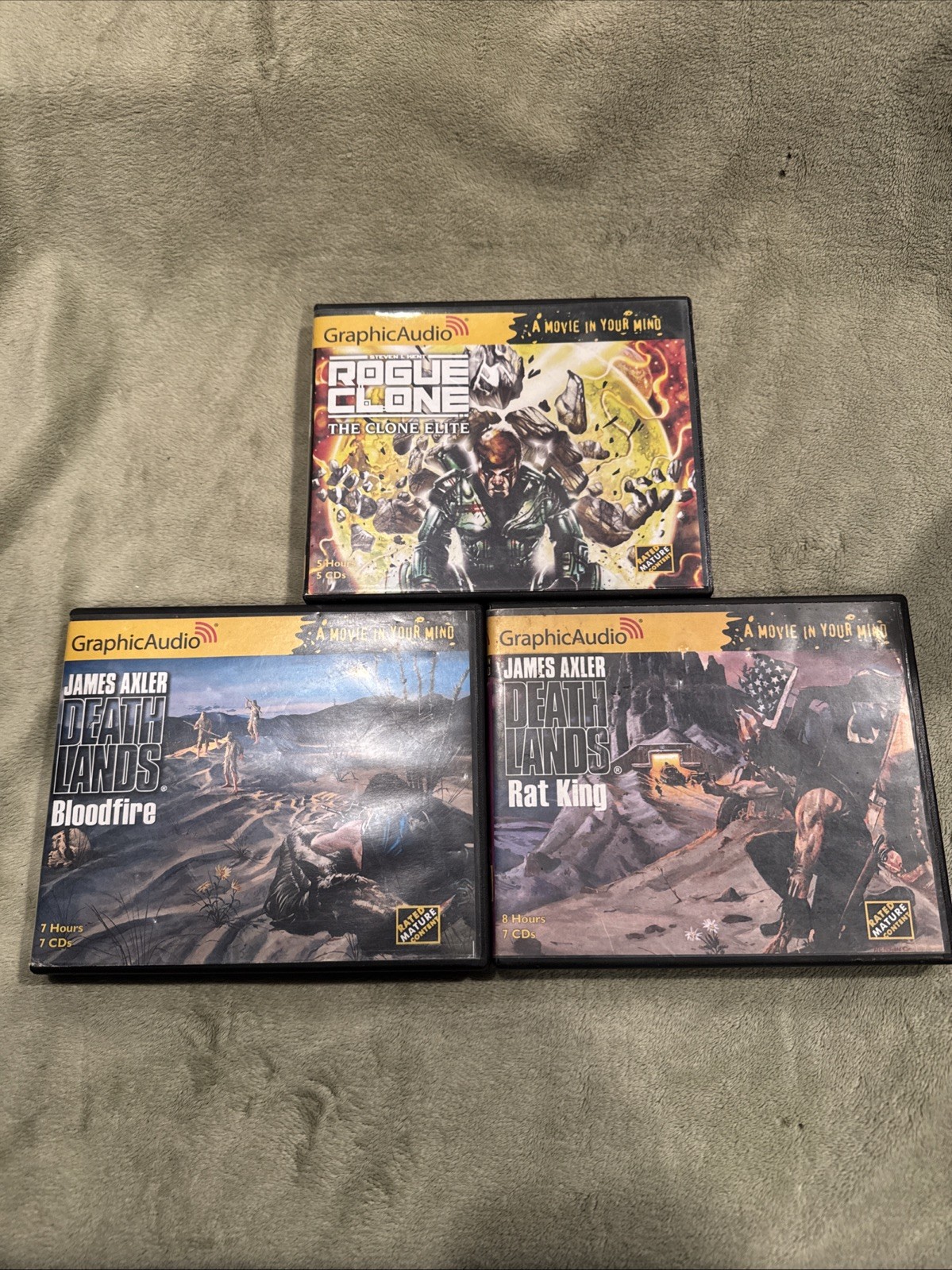 Graphic Audio 3x CD Lot Deathlands 51 + 64 + Rogue Clone 4 VG