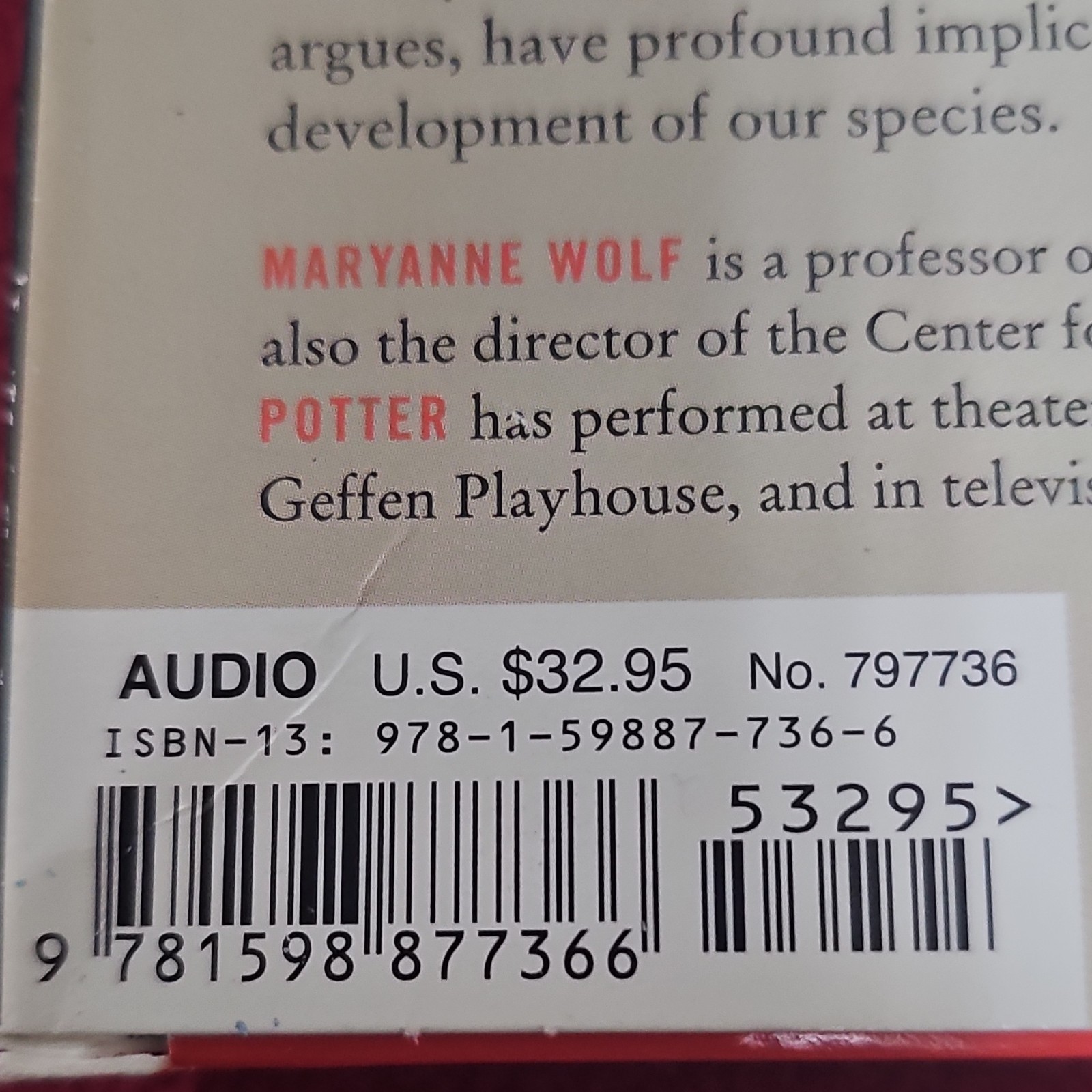 Proust and the Squid Maryanne Wolf Audiobook Unabridged Kirsten Potter