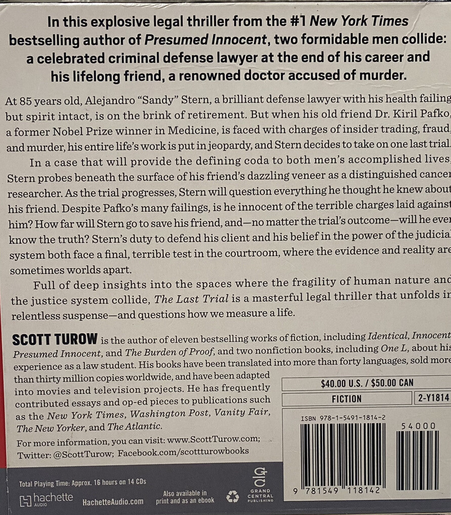 THE LAST TRIAL by SCOTT TUROW ~ UNABRIDGED CD AUDIOBOOK