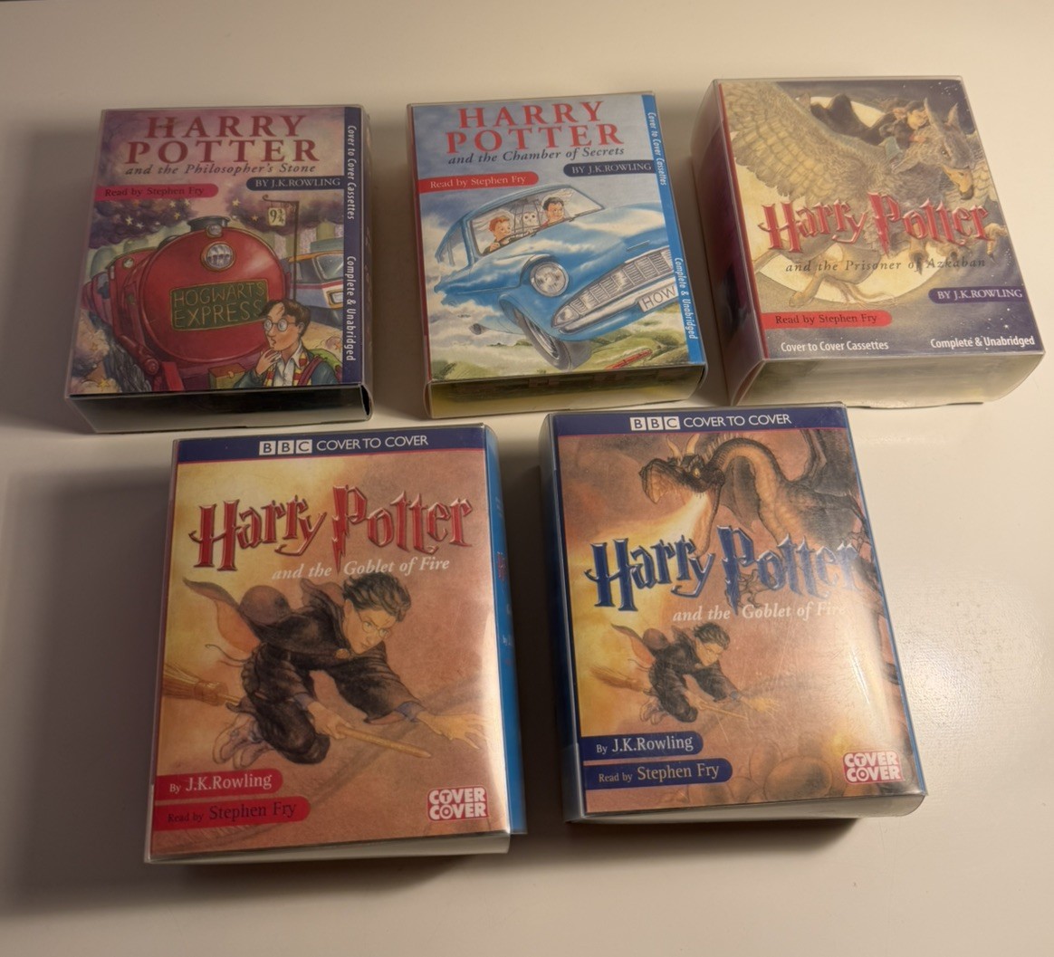 Harry Potter Books 1-4 Complete Audio Cassette Set Stephen Fry 34 Tapes
