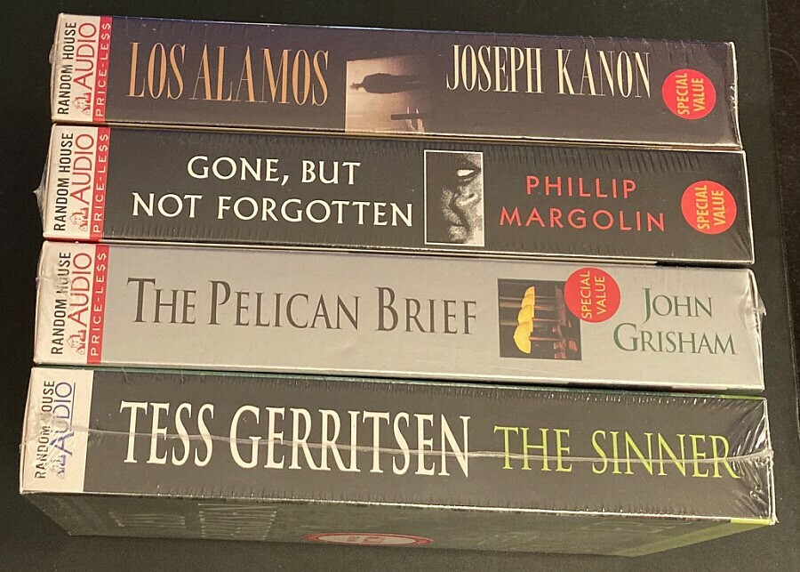 4 New RANDOM HOUSE Book On Cassette Lot THE PELICAN BRIEF, SINNER, LOS ALAMOS +1
