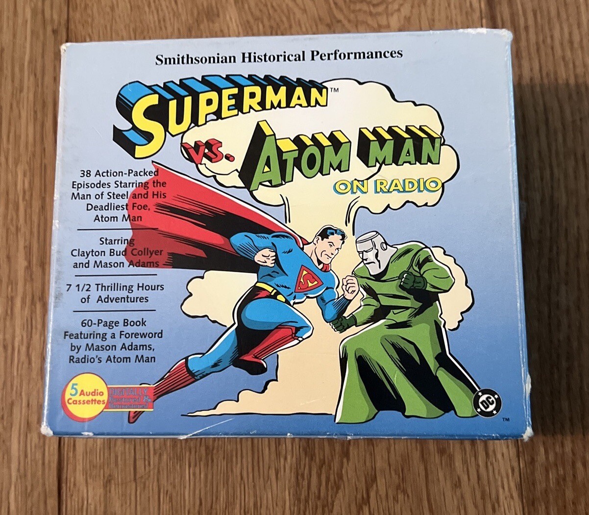 Superman Vs. Atom Man on Radio 5 Audio Cassettes Smithsonian w/ History Book