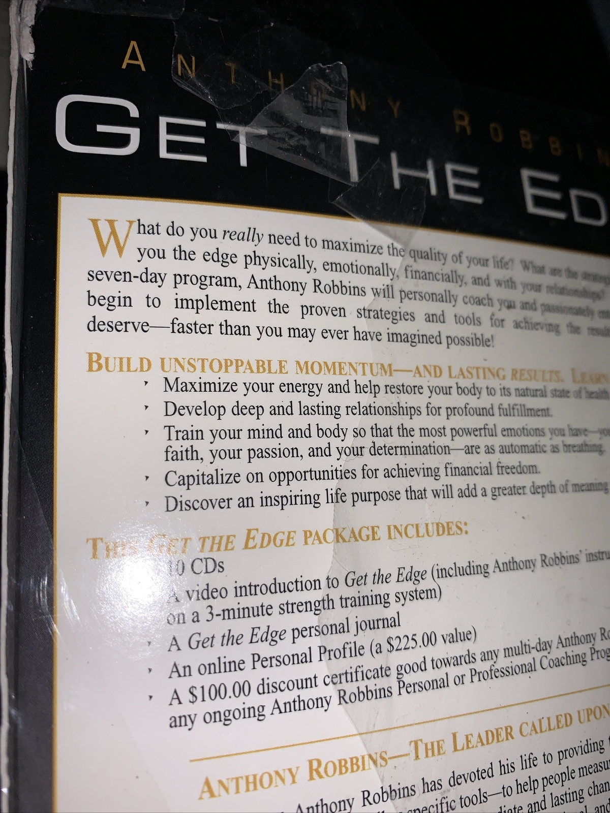 Anthony Robbins — Get the Edge — A 7-Day Program — 10 CDs — New — Refdvd6