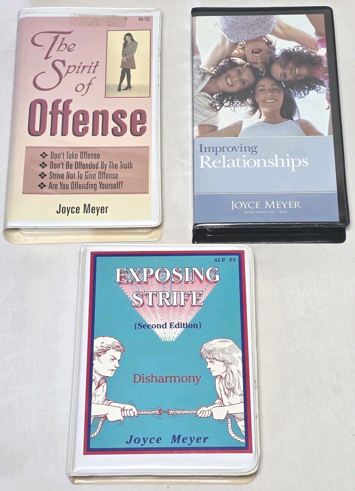 Lot of 3 Joyce Meyer Cassette Tape Sets *Improving Relationships Exposing Strife