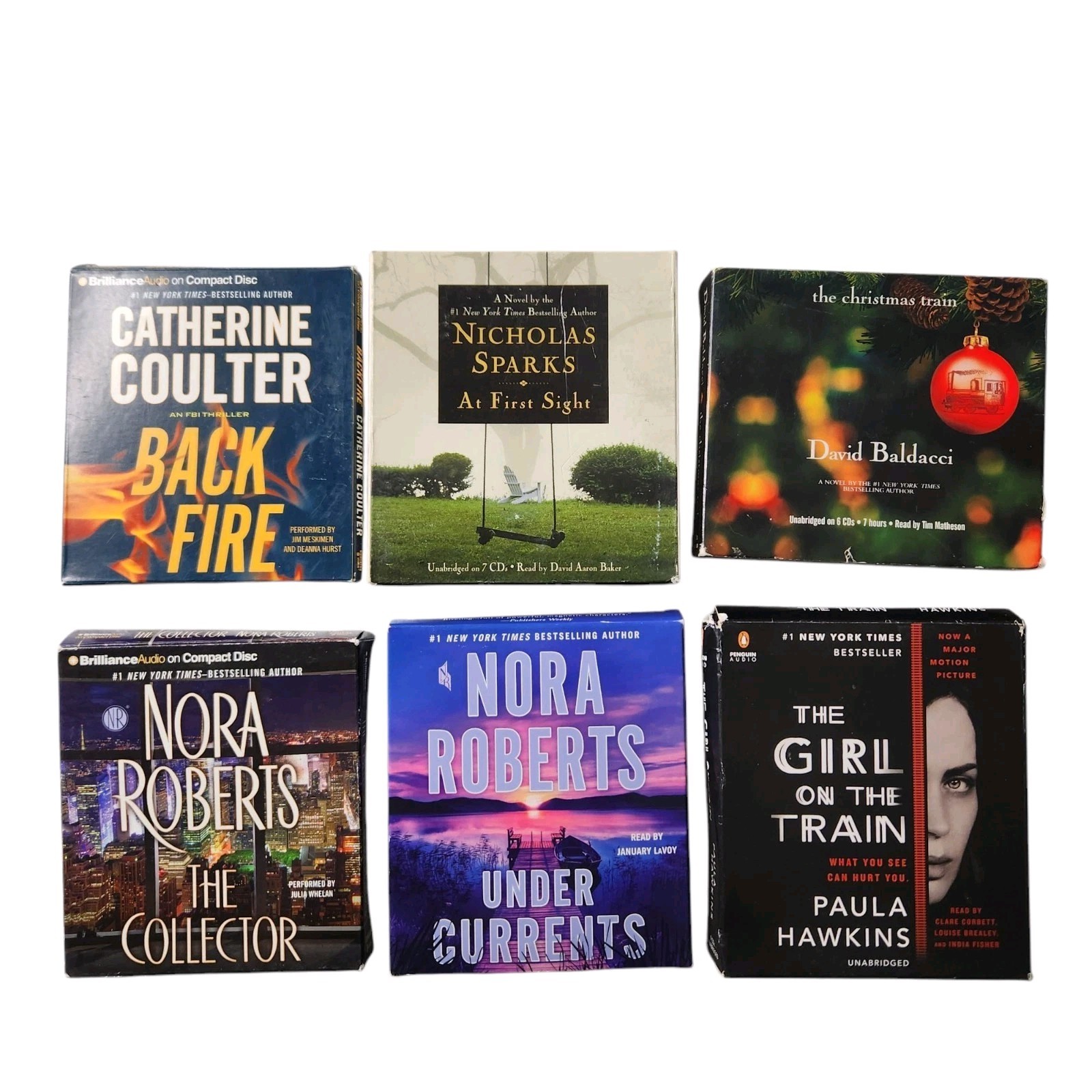 Lot of Audio Books CDs Nora Robers Nicholas Sparks Paula Hawkins David Baldacci