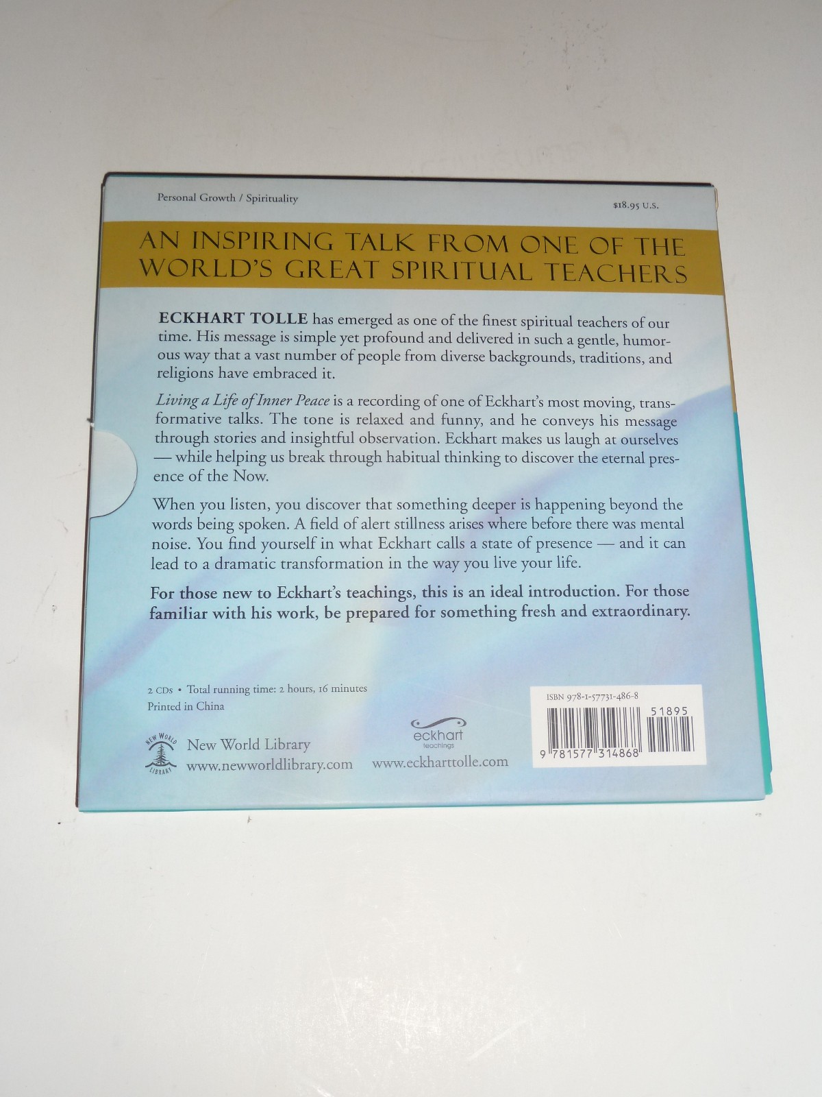Living a Life of Inner Peace by Eckhart Tolle CD audiobook spiritual self-help