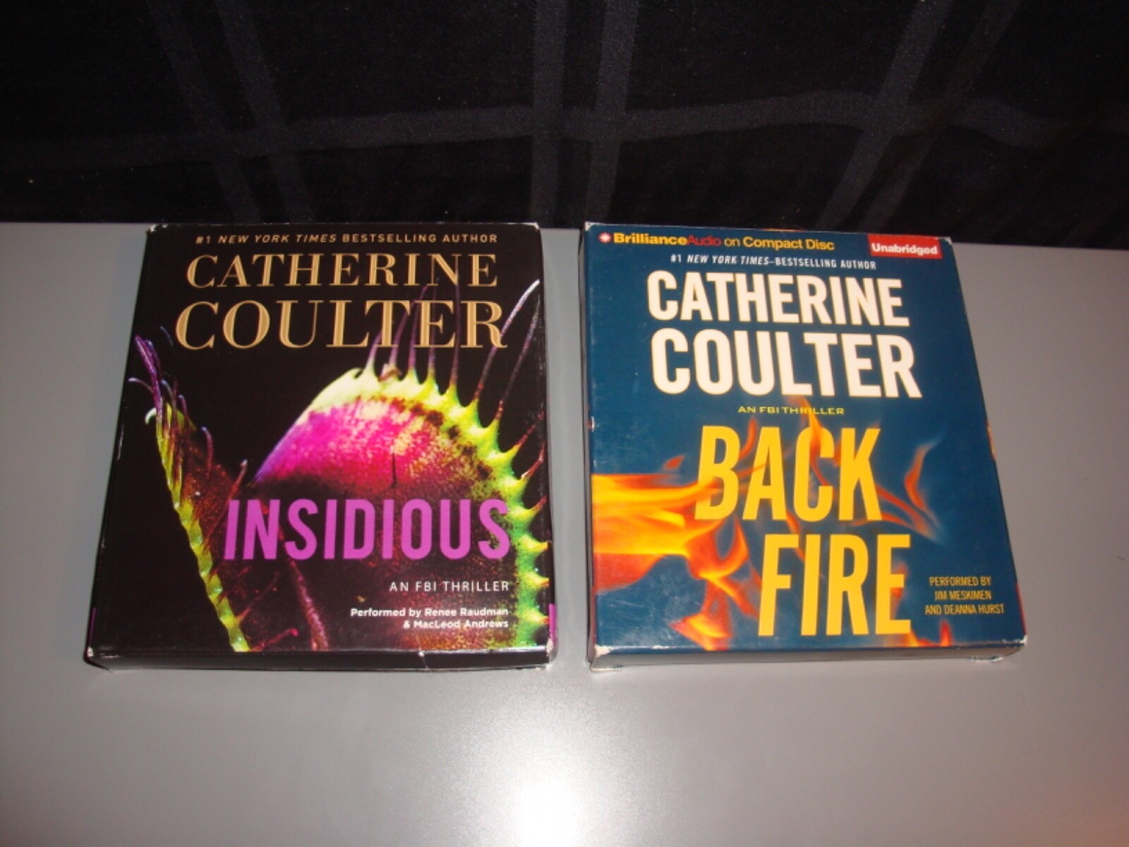 Catherine Coulter 2 Audiobook CD Lot FBI Thriller Back Fire & Insidious Crime