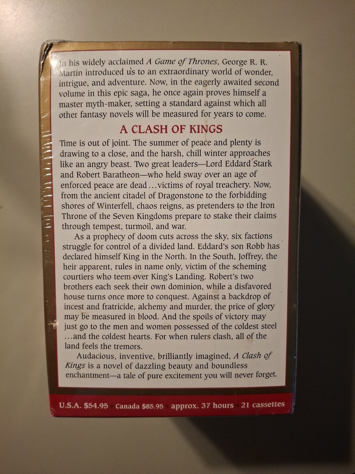 Game of Thrones: Clash Of Kings — George R. R. Martin audiocassette NEW!