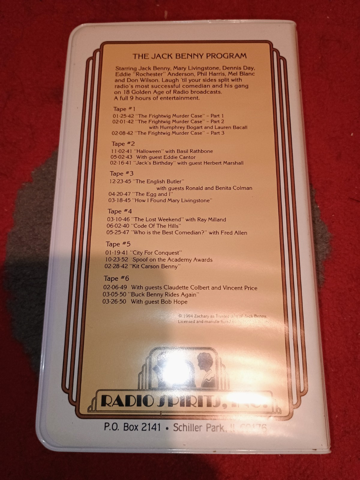 Radio Spirits Inc Jack Benny Program 9 Hours On 6 Cassettes — Vintage