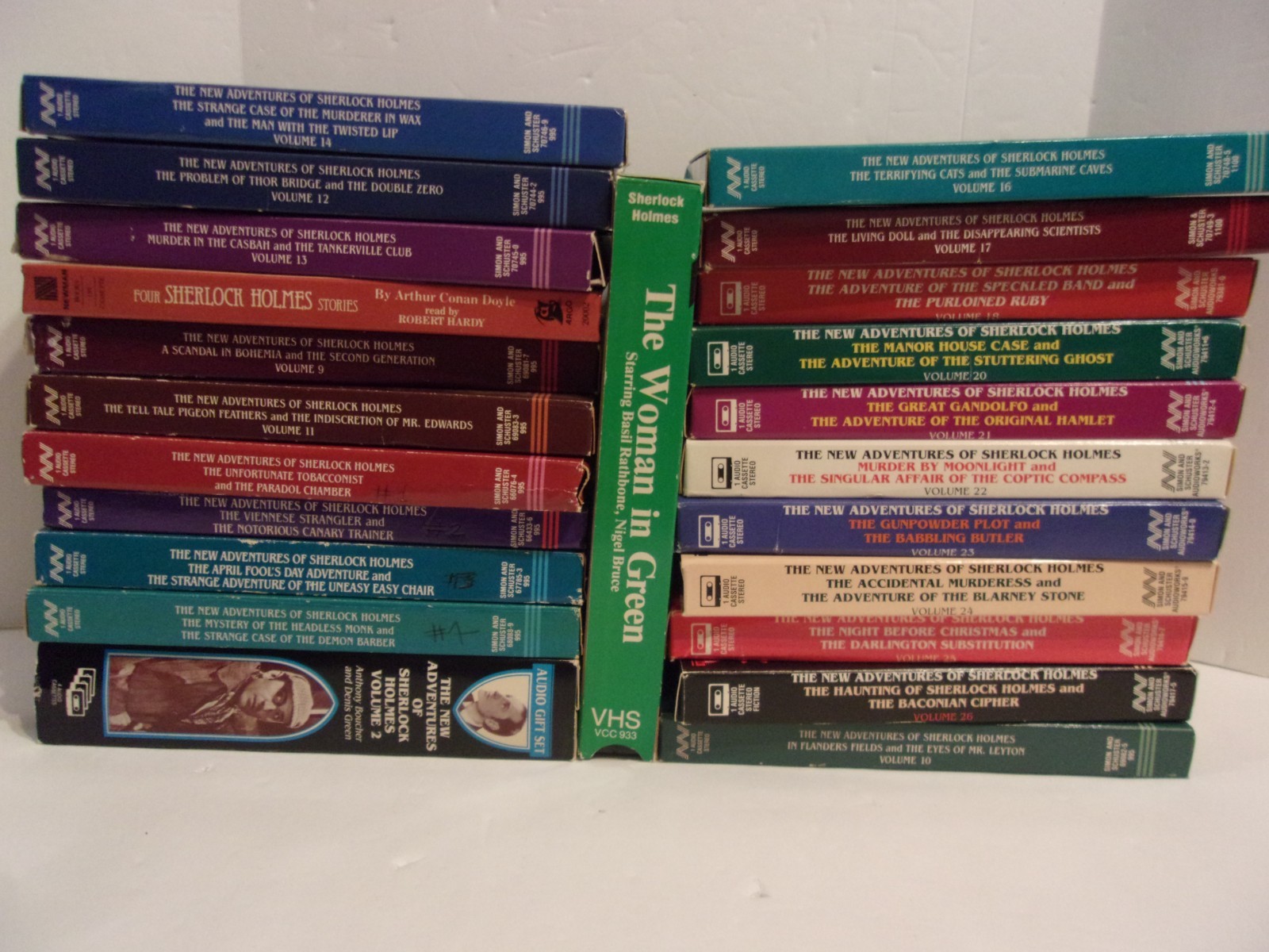 The New Adventures of Sherlock Holmes Audiobook Cassette Tapes mixed lot + VHS