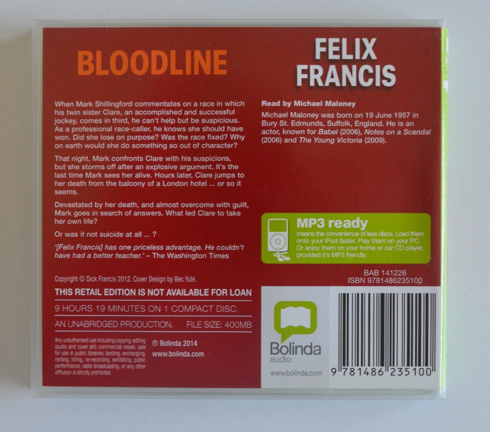 Bloodline — Felix Francis — Unabridged Audiobook — MP3CD