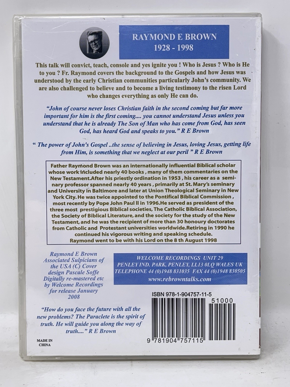 Your Relationship With Jesus In Gospel of John — Raymond E. Brown (Audio CD) NEW