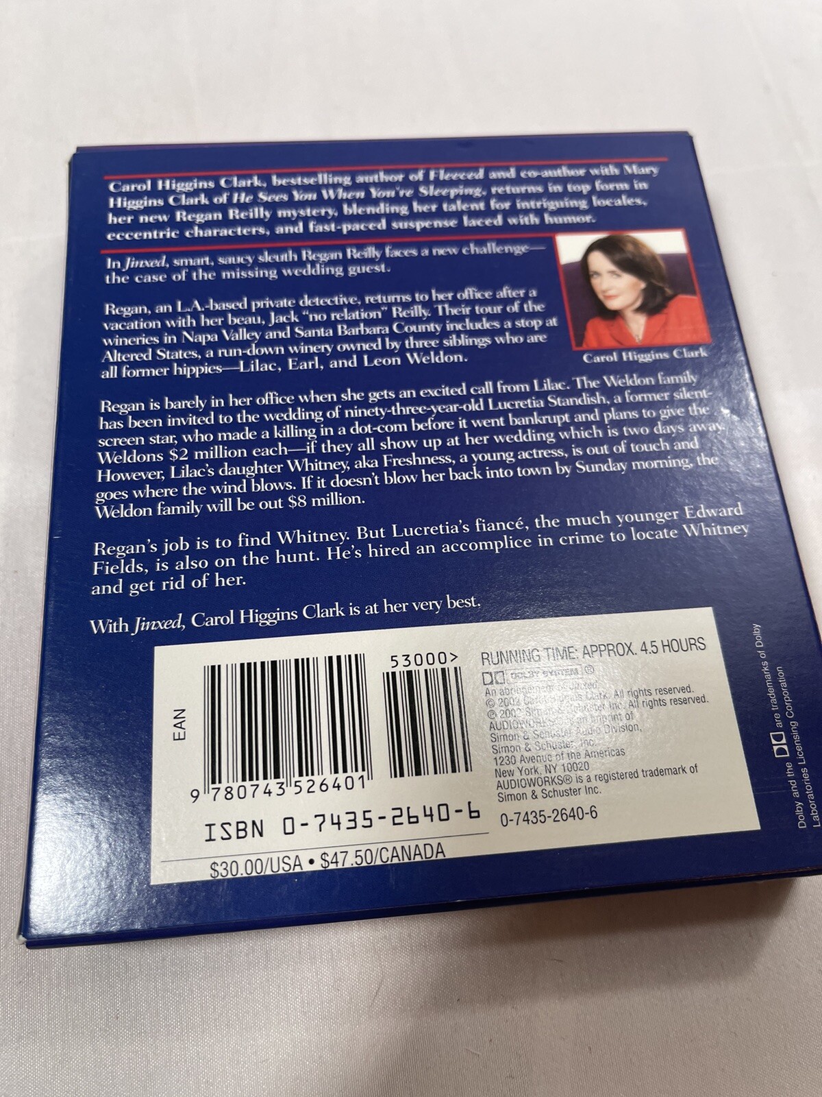 Regan Reilly Mystery Ser.: Jinxed by Carol Higgins Clark (2002, Compact Disc,…