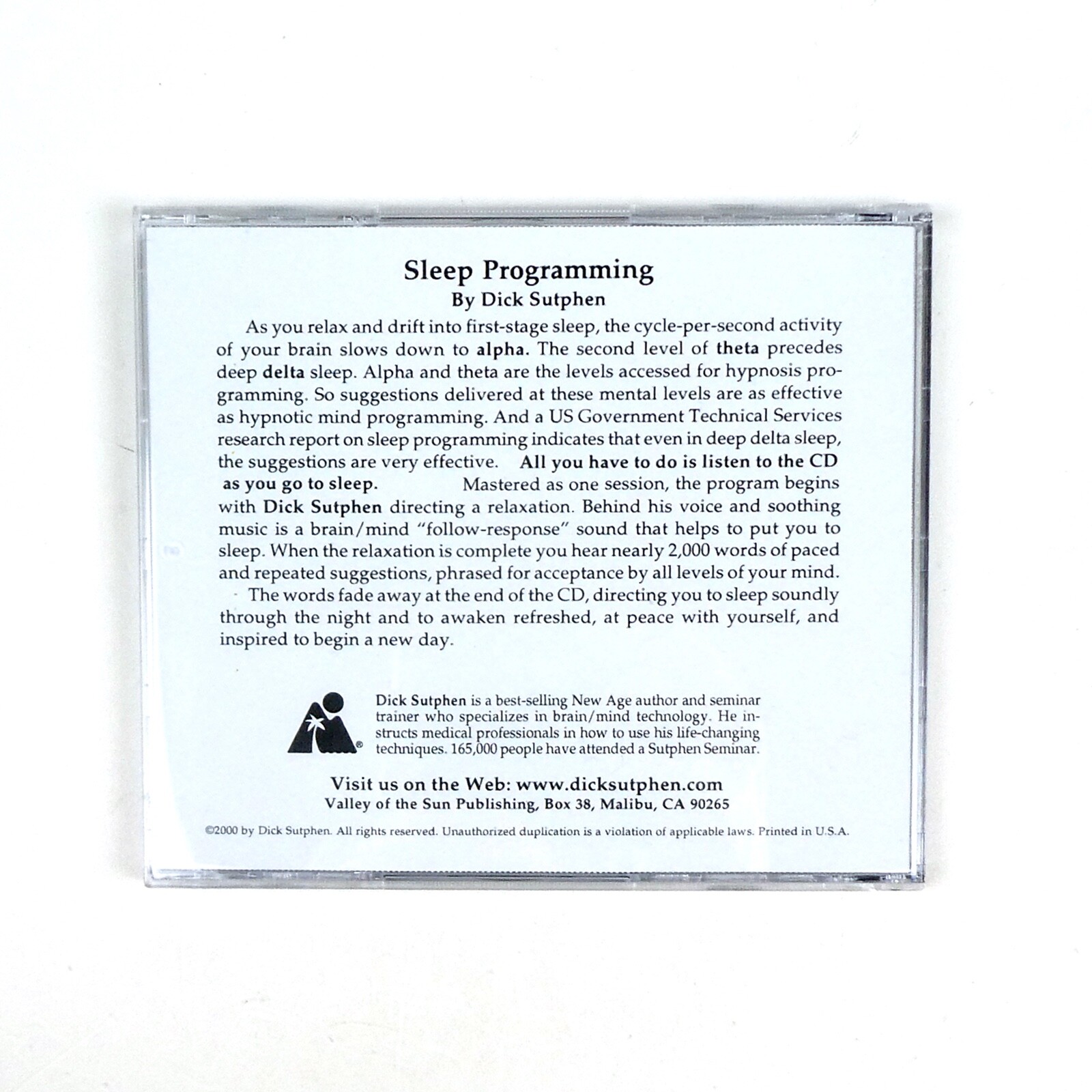 A ZEN ATTITUDE Sleep Programming Self Hypnosis CD Dick Sutphen How to be chill