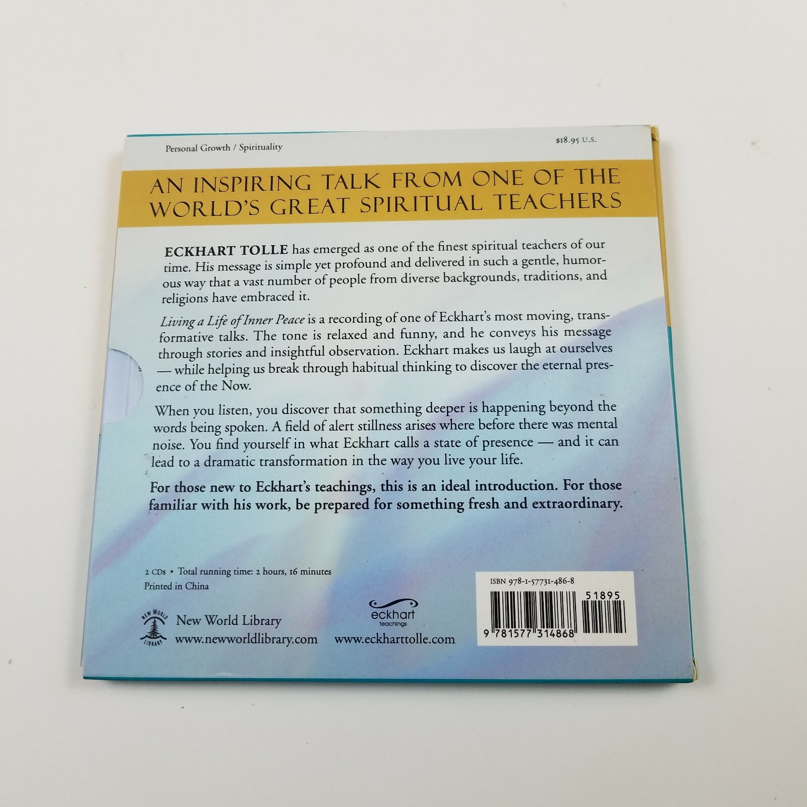 Living a Life of Inner Peace by Tolle, Eckhart 2 Disk Set — *Disk 1 Only*