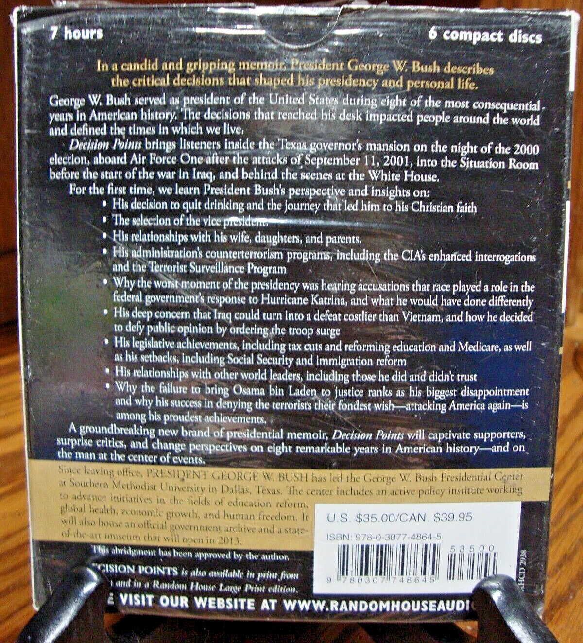 AUDIOBOOK 6 CD’S: Decision Points George W Bush (2010-Abridged) Random House U20